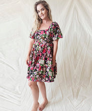 Cargar imagen en el visor de la galería, Vestido Frances mini flores negro