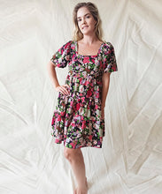 Cargar imagen en el visor de la galería, Vestido Frances mini flores negro