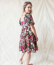Cargar imagen en el visor de la galería, Vestido Frances mini flores negro