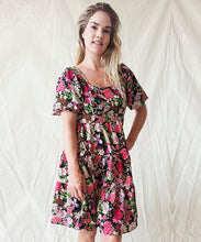 Cargar imagen en el visor de la galería, Vestido Frances mini flores negro