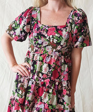 Cargar imagen en el visor de la galería, Vestido Frances mini flores negro